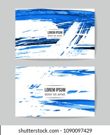 Set of vector business card templates with brush stroke background.