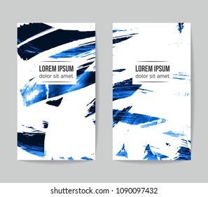 Set of vector business card templates with brush stroke background.