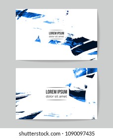 Set of vector business card templates with brush stroke background.