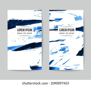 Set of vector business card templates with brush stroke background.