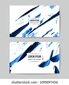 Set of vector business card templates with brush stroke background.