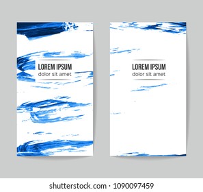 Set of vector business card templates with brush stroke background.