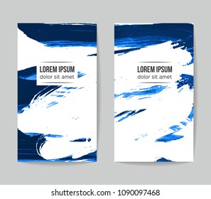 Set of vector business card templates with brush stroke background.