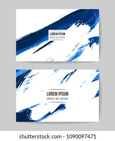 Set of vector business card templates with brush stroke background.