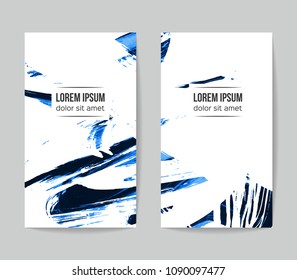 Set of vector business card templates with brush stroke background.