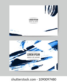 Set of vector business card templates with brush stroke background.
