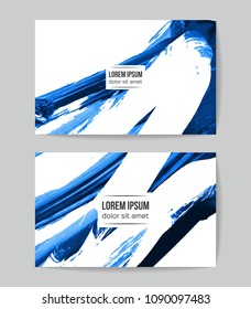 Set of vector business card templates with brush stroke background.