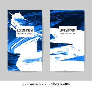 Set of vector business card templates with brush stroke background.