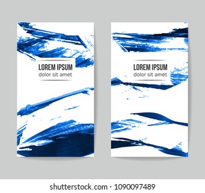 Set of vector business card templates with brush stroke background.
