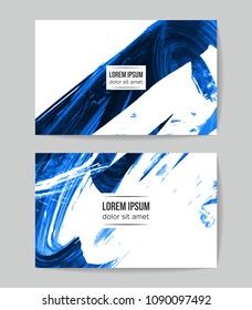 Set of vector business card templates with brush stroke background.