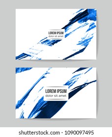 Set of vector business card templates with brush stroke background.