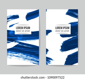Set of vector business card templates with brush stroke background.
