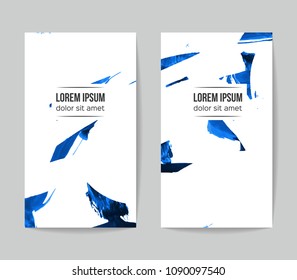 Set of vector business card templates with brush stroke background.