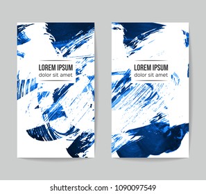 Set of vector business card templates with brush stroke background.