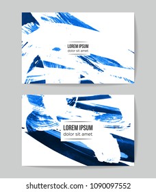 Set of vector business card templates with brush stroke background.