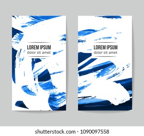 Set of vector business card templates with brush stroke background.