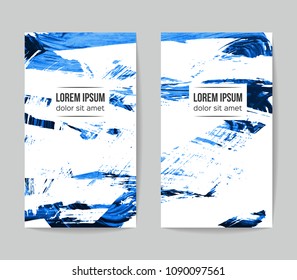 Set of vector business card templates with brush stroke background.