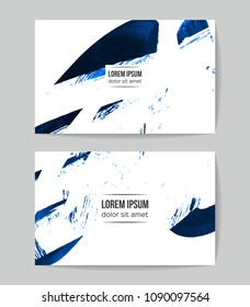 Set of vector business card templates with brush stroke background.