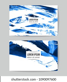 Set of vector business card templates with brush stroke background.