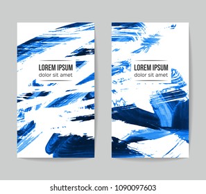 Set of vector business card templates with brush stroke background.