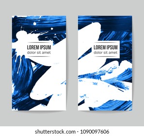 Set of vector business card templates with brush stroke background.