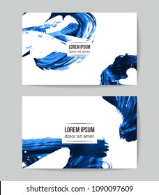 Set of vector business card templates with brush stroke background.