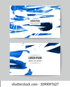 Set of vector business card templates with brush stroke background.