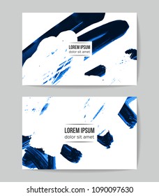 Set of vector business card templates with brush stroke background.
