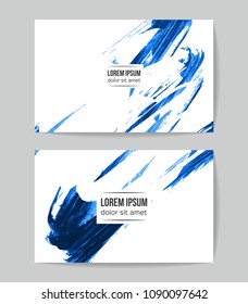 Set of vector business card templates with brush stroke background.