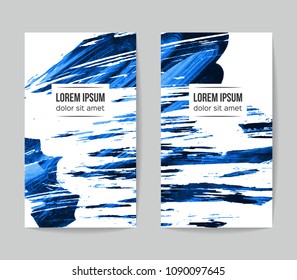 Set of vector business card templates with brush stroke background.