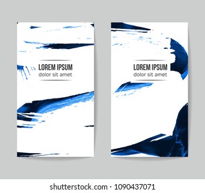 Set of vector business card templates with brush stroke background.