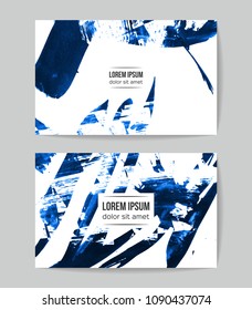 Set of vector business card templates with brush stroke background.