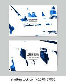 Set of vector business card templates with brush stroke background.