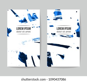 Set of vector business card templates with brush stroke background.