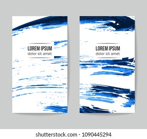 Set of vector business card templates with brush stroke background.