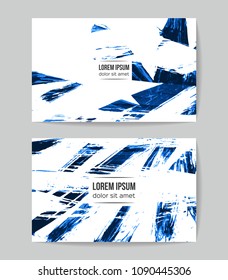 Set of vector business card templates with brush stroke background.