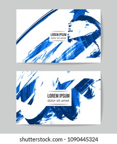 Set of vector business card templates with brush stroke background.