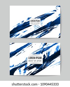 Set of vector business card templates with brush stroke background.