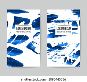 Set of vector business card templates with brush stroke background.