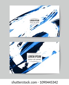 Set of vector business card templates with brush stroke background.