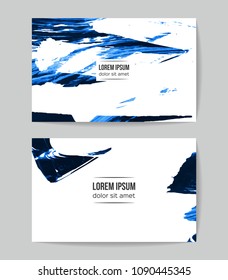 Set of vector business card templates with brush stroke background.