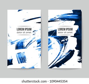 Set of vector business card templates with brush stroke background.