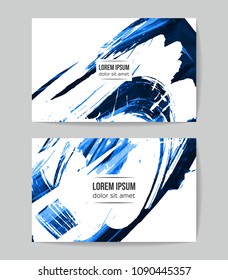 Set of vector business card templates with brush stroke background.