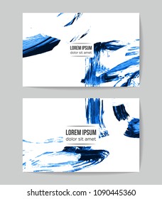 Set of vector business card templates with brush stroke background.