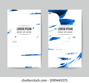 Set of vector business card templates with brush stroke background.