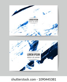 Set of vector business card templates with brush stroke background.