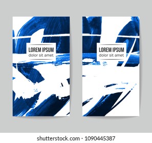 Set of vector business card templates with brush stroke background.