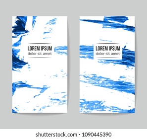 Set of vector business card templates with brush stroke background.