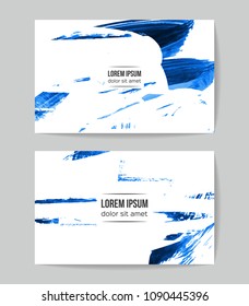 Set of vector business card templates with brush stroke background.