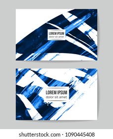 Set of vector business card templates with brush stroke background.